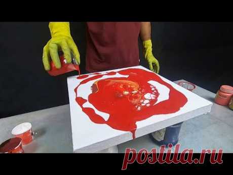 Red Mirage: Painting Dreams with Acrylic Fluid Art's Enchanting Red Tones