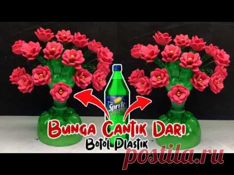 Ide & Cara Membuat Bunga Dari Botol Sprite Bekas || Flower pot making at home with Plastic bottle