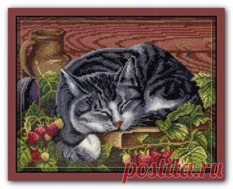 ​Вышиваем спящего кота Вышиваем спящего котаОн может стать символом отдыха для трудоголиков.