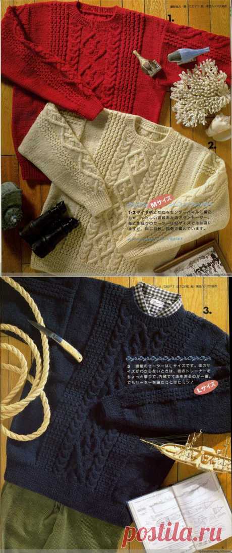 Вязание аранового пуловера для мальчика