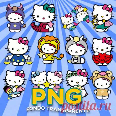 Imágenes de los símbolos del zodiaco con Hello Kitty | Caricaturas PNG