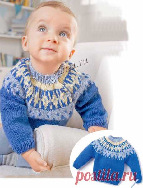 Вязание спицами. Жаккард. Пуловер на малыша.