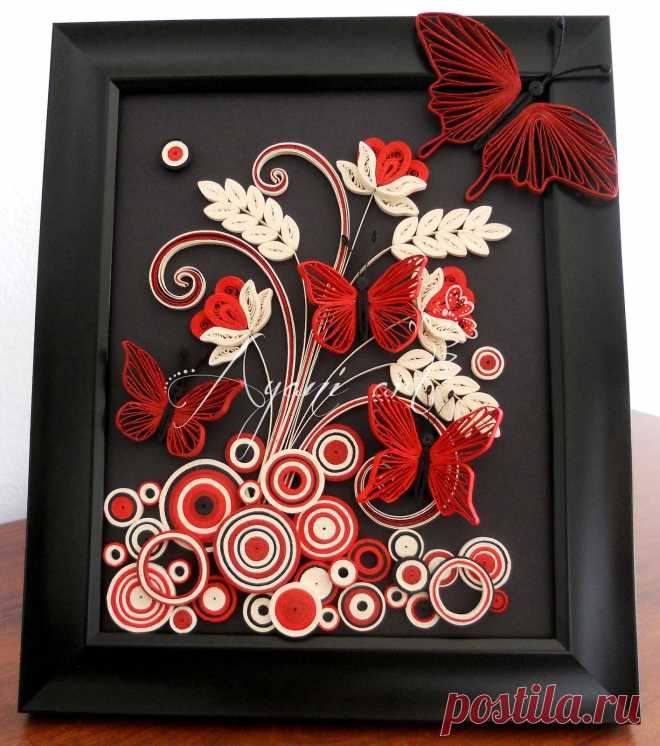Ayani art: Quilled Red Butterflies