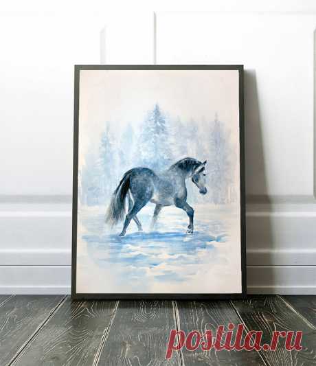 Printable Watercolor Horse Painting Christmas printable wall | Etsy