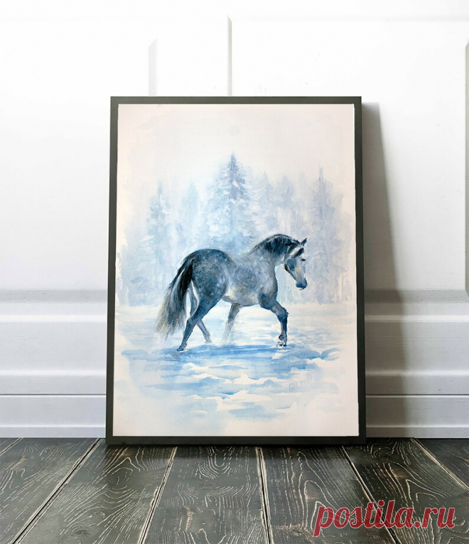 Printable Watercolor Horse Painting Christmas printable wall | Etsy