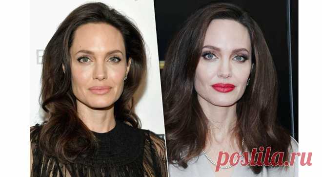 Анджелина Джоли, Дрю Бэрримор и другие звезды с разным слоем макияжа . Милая Я