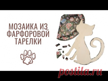 Мозаика из тарелки - кошка - Mosaic cat from china plate