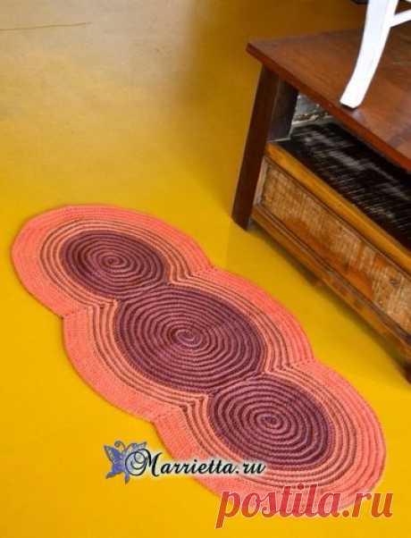 Вязание крючком интересного коврика «Спираль»