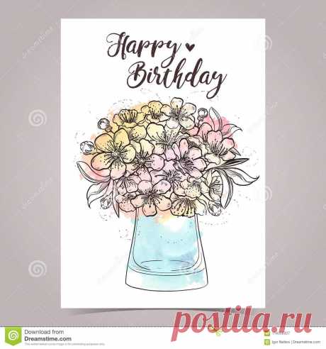 Vector Greeting Card Designe Stock Vector - Illustration Of Flower 97D