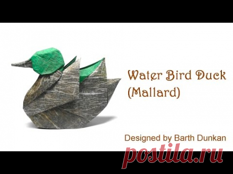 Origami  Water Bird Duck - Mallard Tutorial  (Barth Dunkan) 折り紙 アヒル  Canard d'eau  Ente