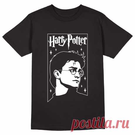 Мужская футболка «Гарри Поттер. Harry Potter. Hogwarts. Хогвартс.» цвет черный - дизайнер принта Kaplio