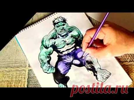 #КАК НАРИСОВАТЬ ЧЕЛОВЕКА ПОЭТАПНО. #Рисуем Халка/How To Draw Hulk