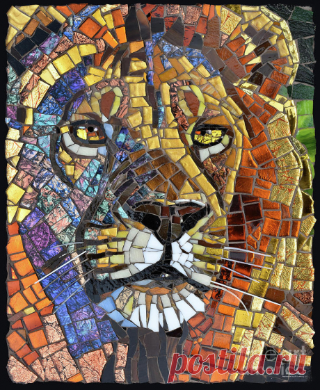 Lion Glass Mosaic by Cynthie Fisher Lion Glass Mosaic Painting by Cynthie Fisher