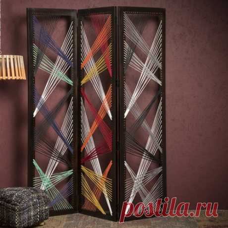 This Updike 3 Panel Room Divider adds a lively, fun and creative modern flair to your home decor. Each panel is intricately woven with alternating colored reinforced string yarn elements resulting in…