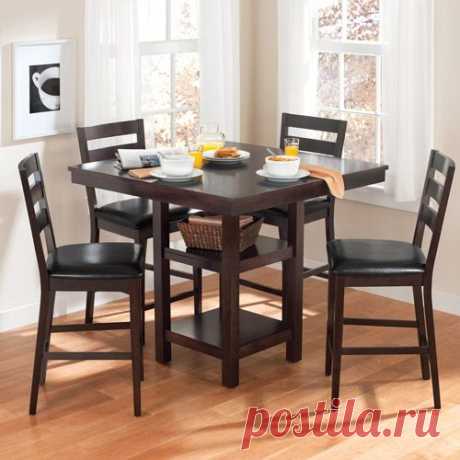 Kitchen table-WalMart Canopy Gallery Collection 5 Piece Counter Height Dining set, Espresso | Apartment Decor