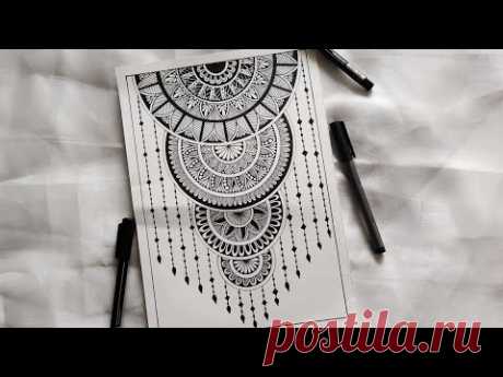 How to Draw Mandala Art || Semi-Circle Mandala || How to draw Mandala for Beginners | Easy mandala