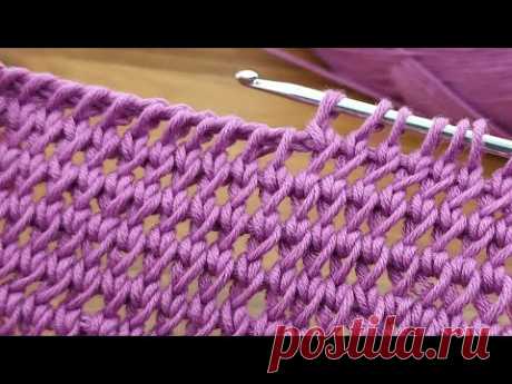 Gorgeous 🤌👌 practical in purple color Super easy Tunisian crochet for beginners #tunisiancrochet #