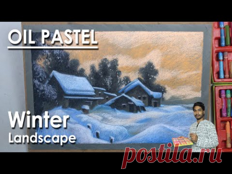 Oil Pastel Beautiful Winter Landscape Drawing step by step | Supriyo