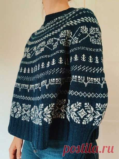 Жаккардовый пуловер оверсайз без швов от Junko Okamoto
(Схемы прикрепляю в комментариях, т.к. в посте не помещаются)