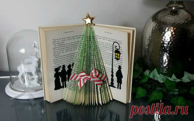 Folded book art victorian christmas tree carolers shelf table decoration #8 | eBay