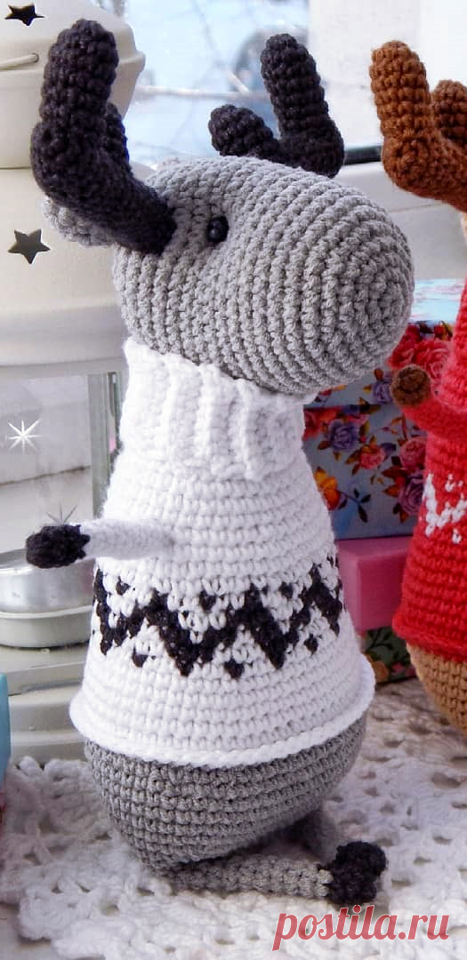 PDF Чудный лось крючком. FREE crochet pattern; Аmigurumi doll patterns. Амигуруми схемы и описания на русском. Вязаные игрушки и поделки своими руками #amimore - лось, олень, оленёнок.