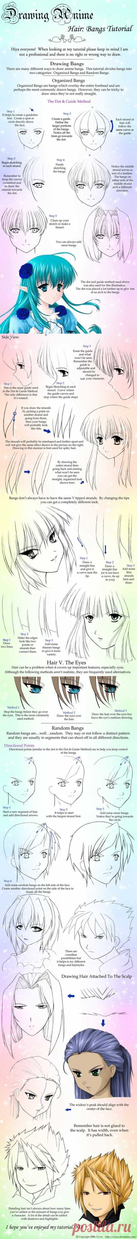 How to draw Manga Hair Drawing Hair Bangs Tut, Anime Hair Tutorial, Page 8 by ~Tentopet on deviantART, how to draw anime hair, cute, kawaii anime people , hairstyles drawing, Japanese anime tut