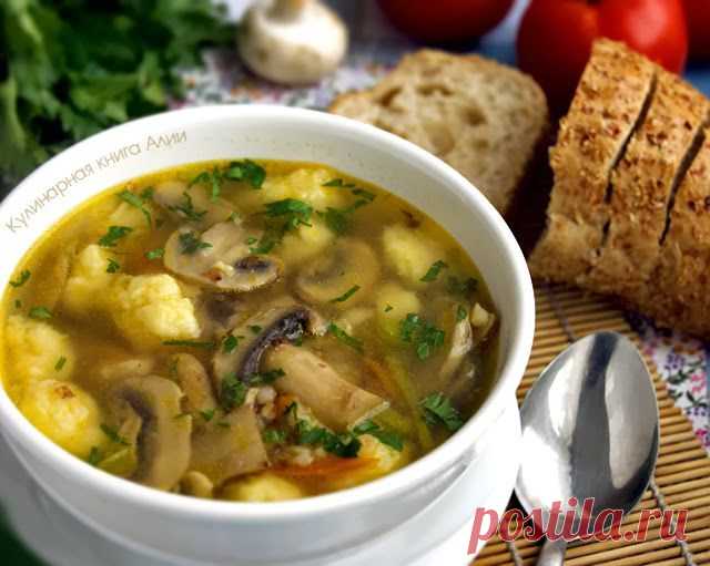 631. Гречневый суп с грибами и картофельными клецками