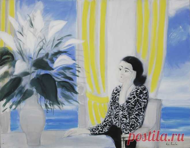 Andre Brasilier - Woman and bouquet of flowers - t2380 | TiPiTi.info