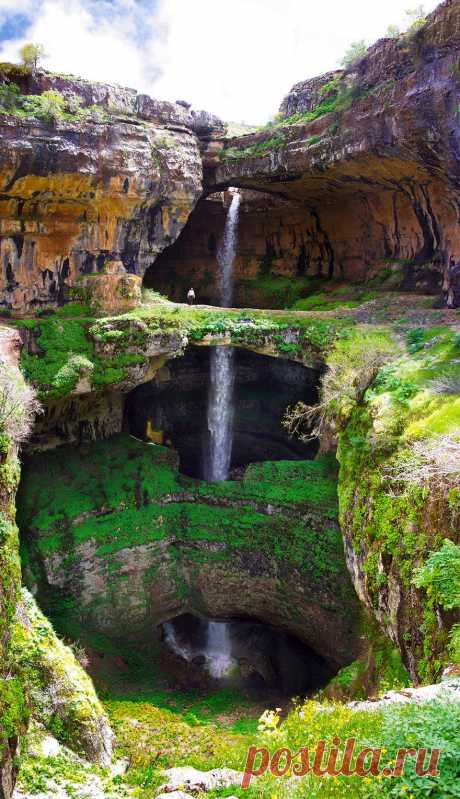 Пещера «Пропасть трёх мостов» и водопад «Глотка Баатары» в Ливане