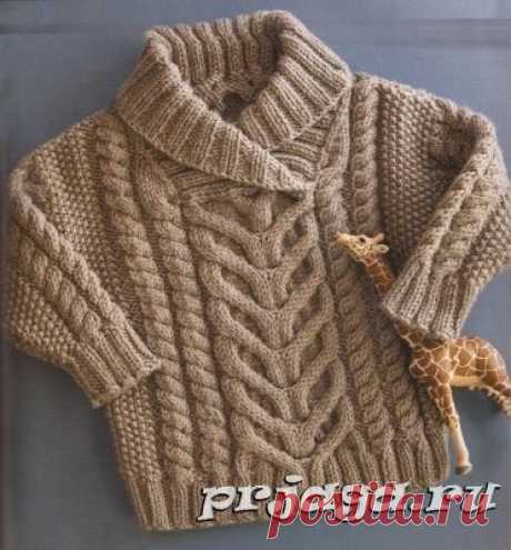Узорчатый детский свитер спицами
