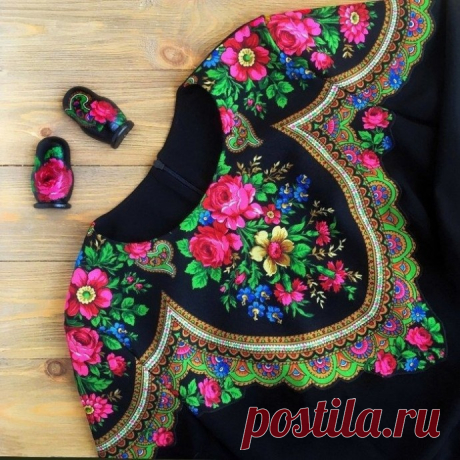 Декорируем платье русским платком: мастер-класс
