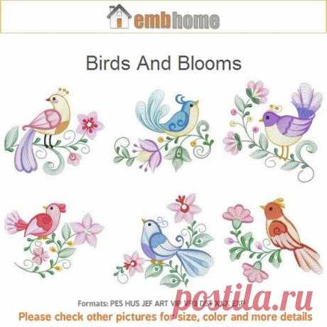 Aves y flores diseños de bordados de máquina instantánea Descargar 4 x 4 5 x 5 6 x 6 aro 10 diseños APE2190 TEN EN CUENTA: Esto no es un hierro en el remiendo. Es un archivo digital utilizado para el bordado de la máquina. Debe tener una máquina de bordado y sabe cómo transferir a su máquina.   Este artículo está disponible para descarga inmediata *** Después de que el pago es completo, usted