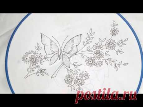 Beautiful hand embroidery design for cushion, pillow,dress etc l Beautiful embroidery tutorial