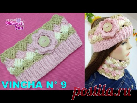 Como tejer la VINCHA N° 9 a crochet con flor en punto Entrecruzado o cesta para niñas y damas