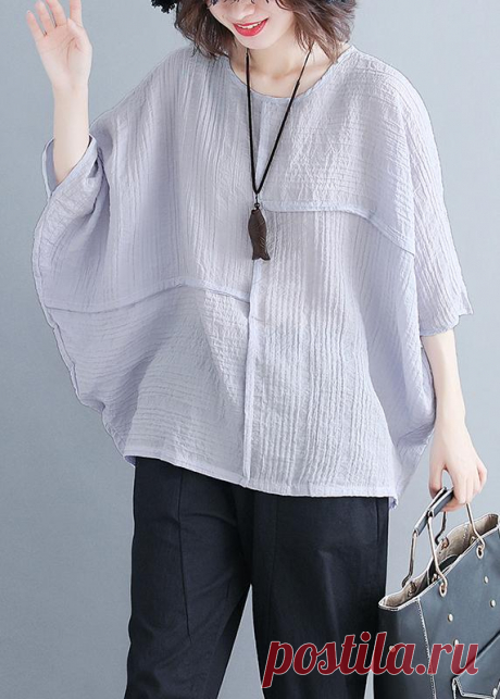 Classy o neck Batwing Sleeve patchwork cotton blended Shirts Women design gray purple baggy tops Summer Classy o neck Batwing Sleeve patchwork cotton blended Shirts Women design gray purple baggy tops SummerThis dress is made of cotton or linen fabric, soft and breathy. Flattering cut. Makes you look slimmer and matches easlily. Materials used: cotton blendedMeasurement:One size fits all for this item. Please make sure y