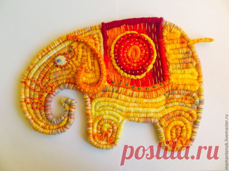 Солнечный Слон - жёлтый,слон,декор для интерьера,декоративное панно,фен-шуй
