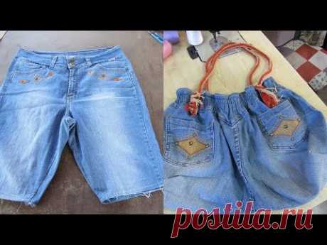 Reciclaje de Jeans: BOLSO grande con jeans reciclados