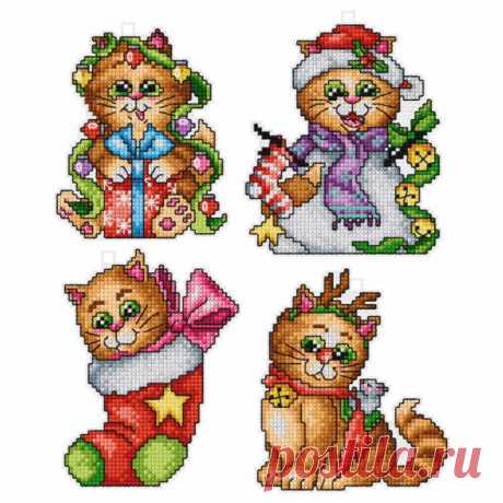 Kit de punto de cruz de gatos navideños de Orchidea – The Happy Cross Stitcher