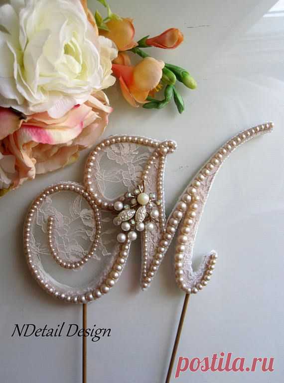 Wedding Pearl Gift Monogram Cake Topper Cake Topper Weddings