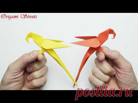 Как сделать попугая из бумаги.🦜 Оригами попугай🦜