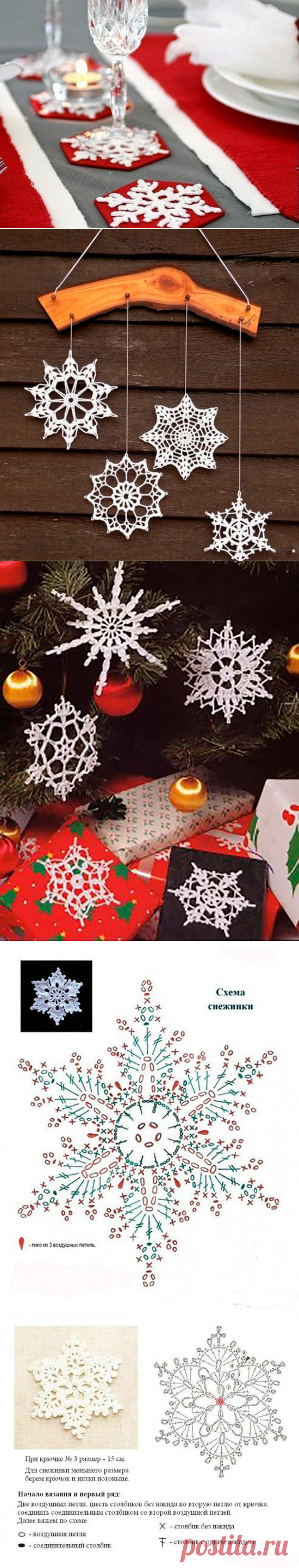 Украшаем дом новогодними снежинками: 58 вариантов вязания крючком