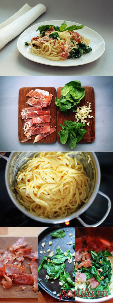 Спагетти карбонара с ветчиной за 30 минут