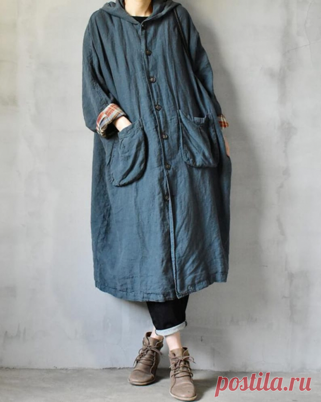 Women's linen long coat Hooded coat linen Windbreaker | Etsy
