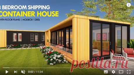 Modular Shipping Container 3 Bedroom Prefab Home Design with Floor Plans | MODBOX 1280L - YouTube