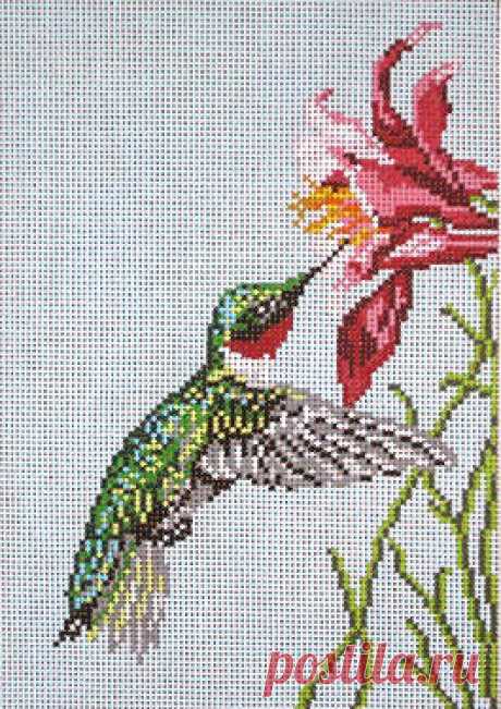 Ruby Throated Hummingbird (13 count) Adorable high-quality Ruby Throated Hummingbird (13 count). The Needlepointer is a full-service shop specializing in hand-painted canvases, thread fibers, needlepoint books, accessories, needlepoint classes and much more.