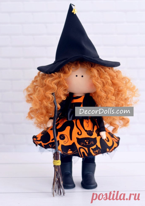 Halloween Art Doll, Witch Rag Doll, Soft Cloth Doll, Fabric Interior D – Decor Dolls