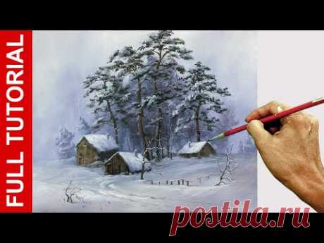Tutorial: Acrylic Landscape Painting / Winter Village / JMLisondra