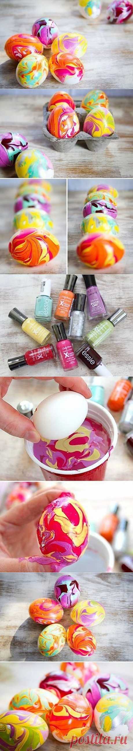 Как покрасить яйца на Пасху - мраморный дизайн.