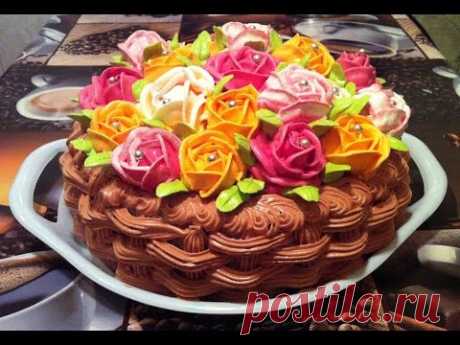 Торт На 8 Марта "Корзина Роз"/Домашний Торт/Пошаговый Рецепт(Cake basket of roses/Fruit Cake Recipe)