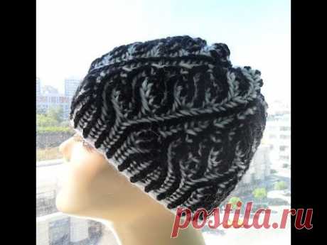 Шапка спицами Бриошь часть1 (brioche hat)